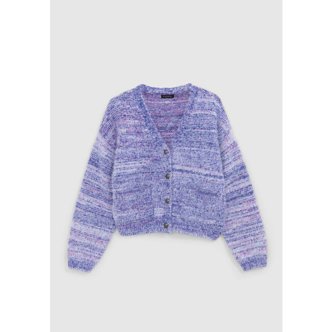 IKKS Girl's blue and pink knitted cardigan
