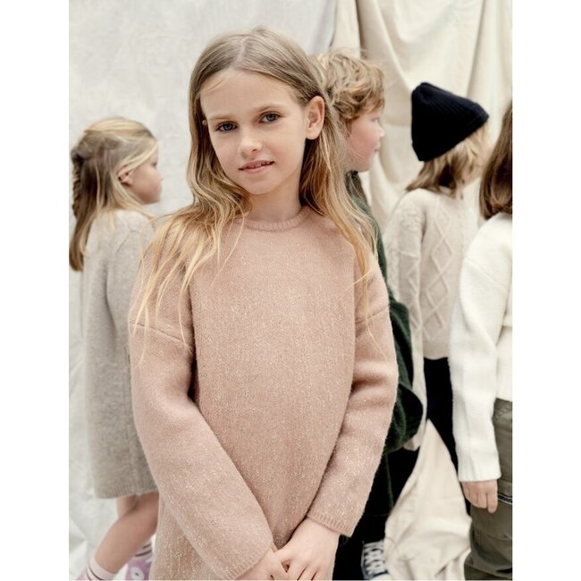 IKKS Girl's pink jacquard lurex sweater dress