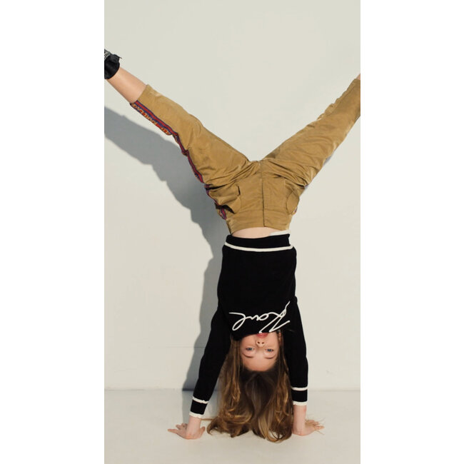 KARL LAGERFELD GIRL CAMEL TROUSER WITH STRIPED BRAID AND SIDE LOGO