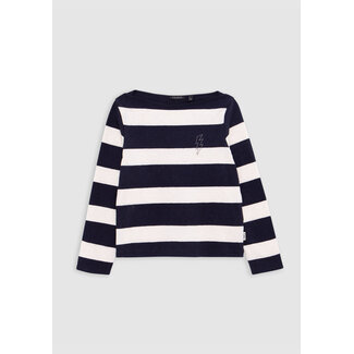IKKS Girl’s sailor-stripe T-shirt, studded lightning and slogan