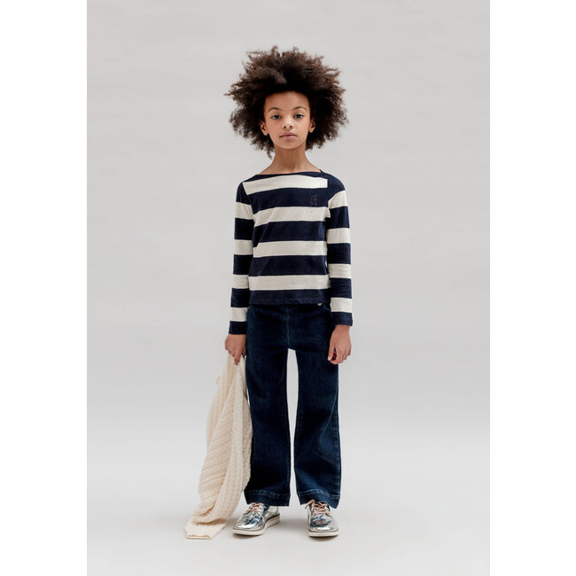 IKKS Girl’s sailor-stripe T-shirt, studded lightning and slogan