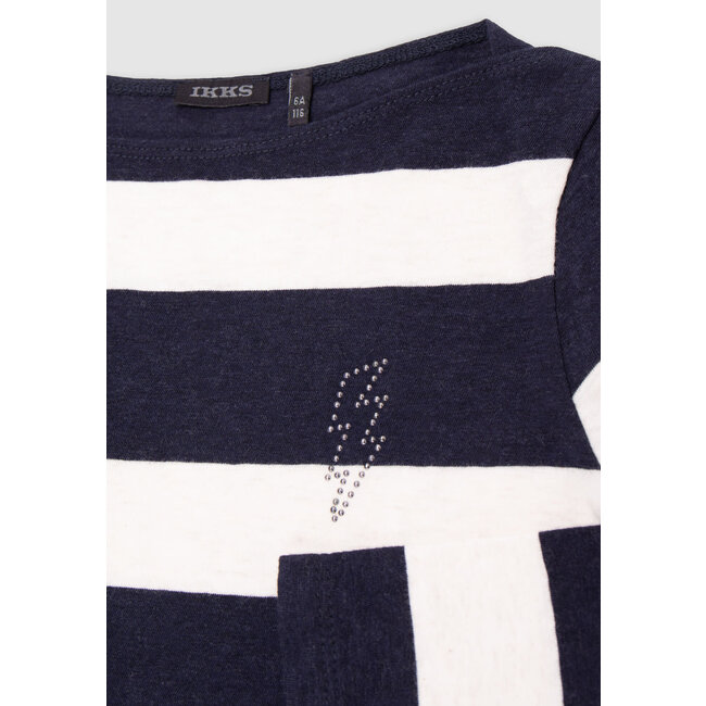 IKKS Girl’s sailor-stripe T-shirt, studded lightning and slogan