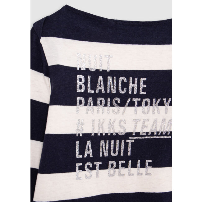 IKKS Girl’s sailor-stripe T-shirt, studded lightning and slogan
