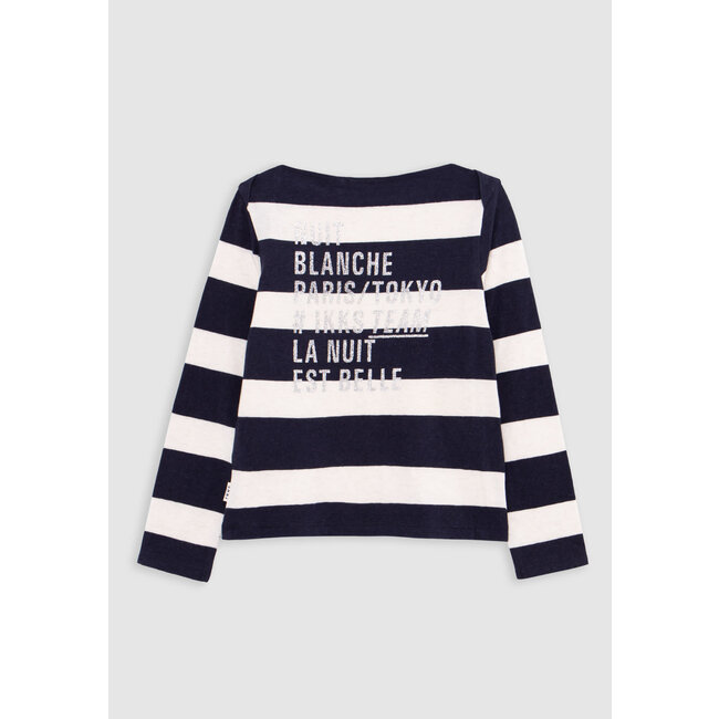 IKKS Girl’s sailor-stripe T-shirt, studded lightning and slogan