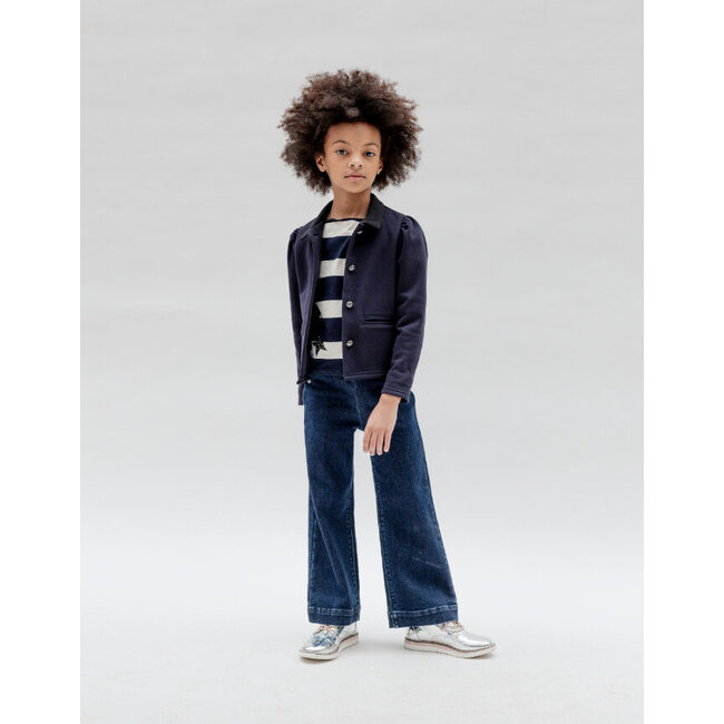 IKKS Girl’s sailor-stripe T-shirt, studded lightning and slogan