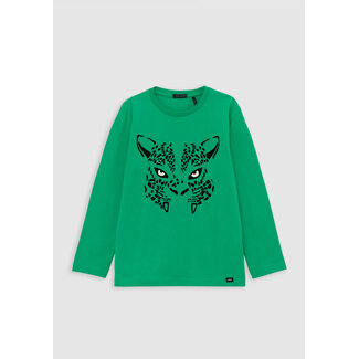 IKKS Boy's green organic cotton glowing leopard eyes T-shirt