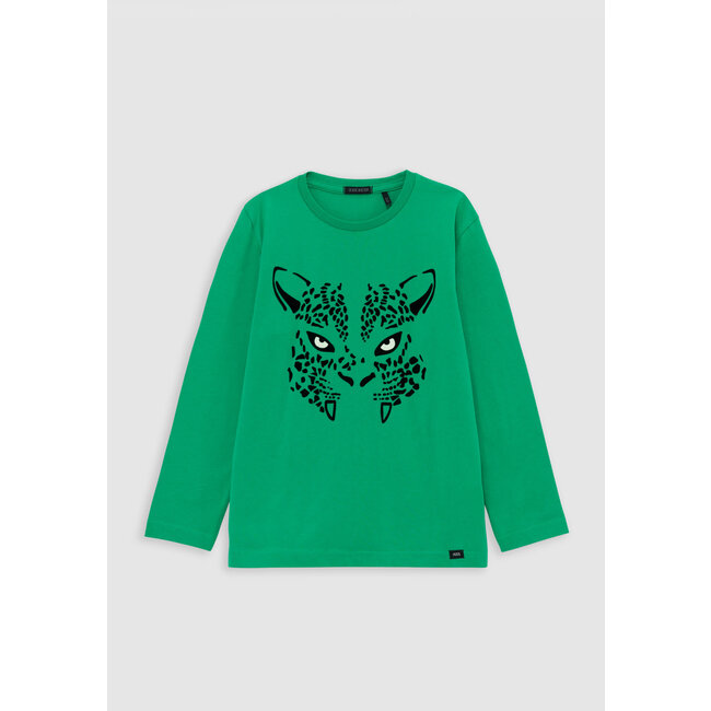 IKKS Boy's green organic cotton glowing leopard eyes T-shirt