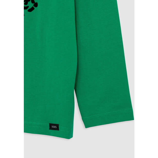 IKKS Boy's green organic cotton glowing leopard eyes T-shirt