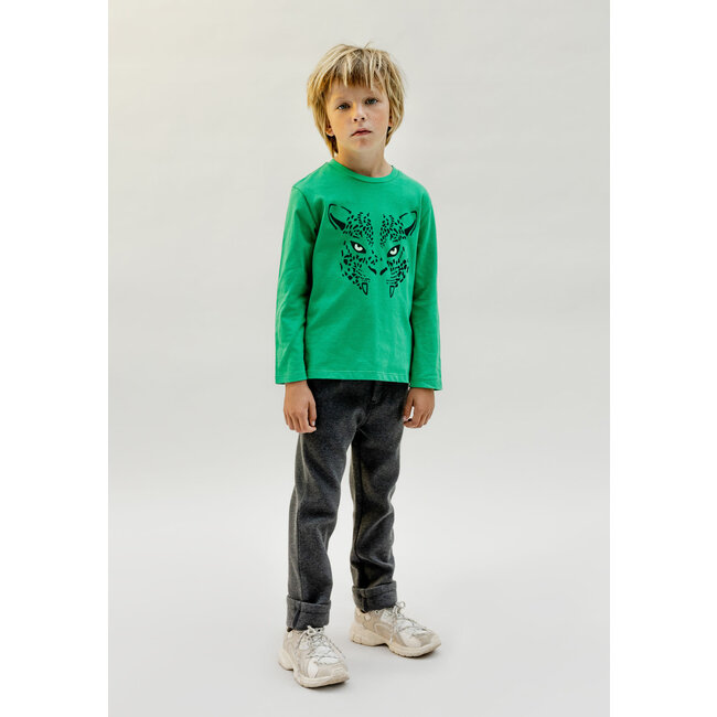 IKKS Boy's green organic cotton glowing leopard eyes T-shirt