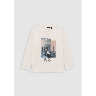 IKKS T-shirt ecru organic cotton Paris roofs embossing boy
