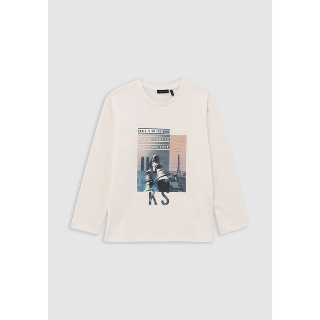 IKKS T-shirt ecru organic cotton Paris roofs embossing boy