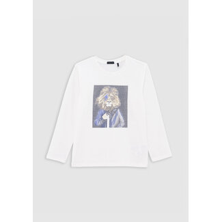 IKKS White T-shirt organic cotton visual man-lion boy
