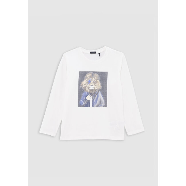 IKKS White T-shirt organic cotton visual man-lion boy