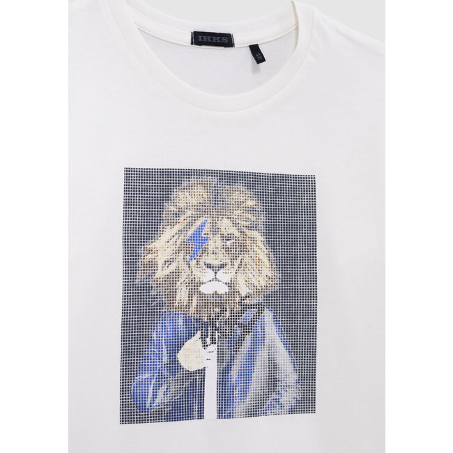IKKS White T-shirt organic cotton visual man-lion boy