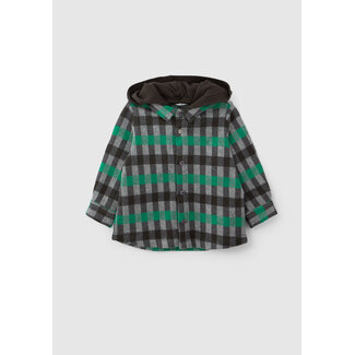 IKKS Baby boy grey shirt with green check pattern