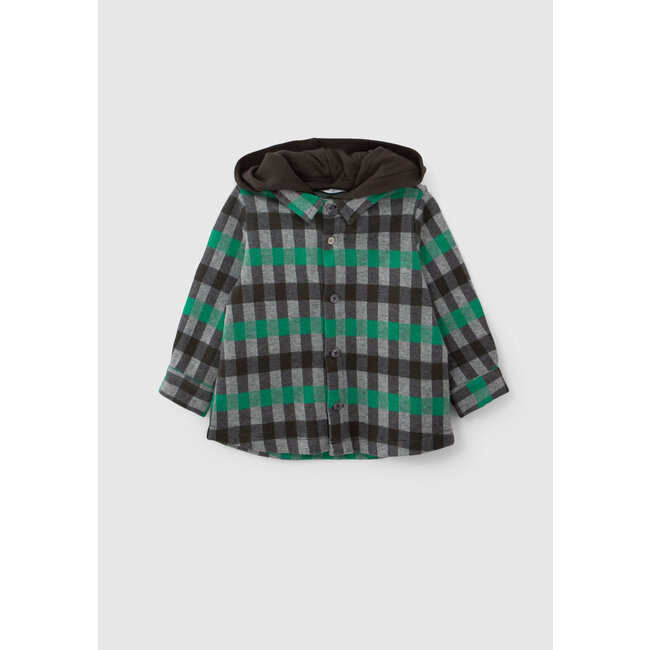 IKKS Baby boy grey shirt with green check pattern