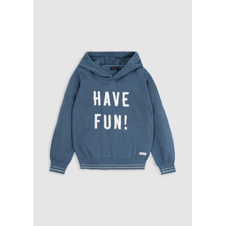 IKKS Boy's blue knitted hoodie with embroidered message