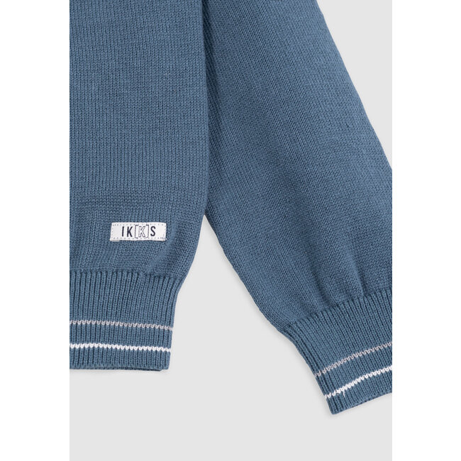 IKKS Boy's blue knitted hoodie with embroidered message