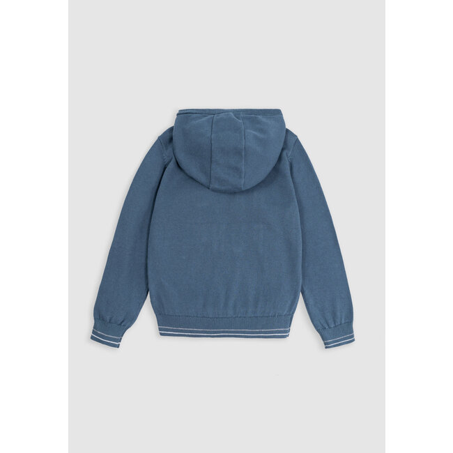 IKKS Boy's blue knitted hoodie with embroidered message