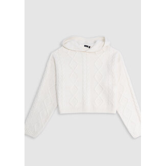 IKKS Girl's beige hooded cable knit sweater