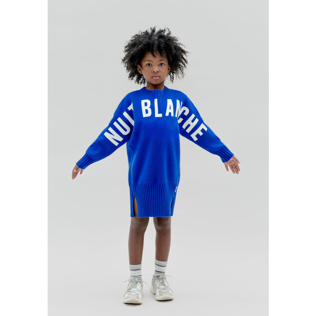 IKKS Blue sweater dress maxi message girl