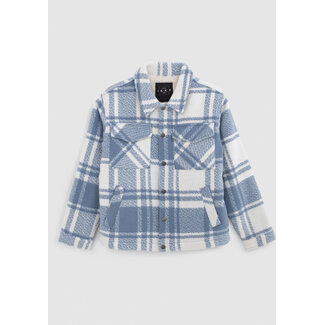 IKKS Boy's blue wool plaid jacket with lining