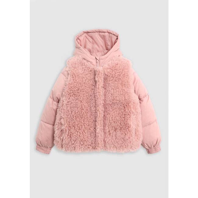 IKKS Girl's pink 2-in-1 down jacket with sherpa vest