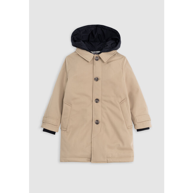 IKKS Beige trench coat with boy's hooded trim