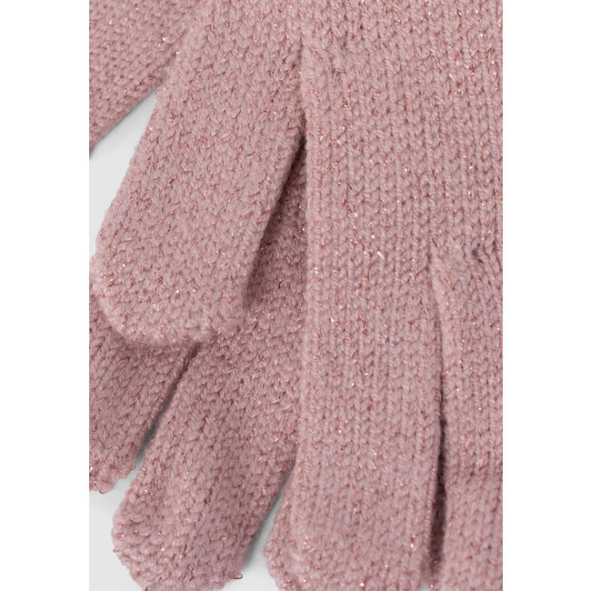 IKKS Pink glitter knit gloves for girls