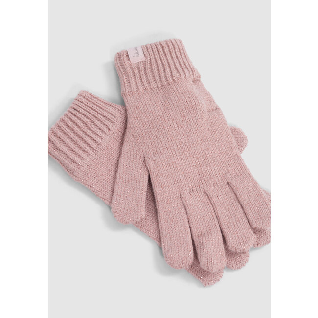 IKKS Pink glitter knit gloves for girls