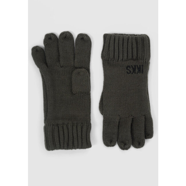 IKKS Boy's khaki recycled knit gloves