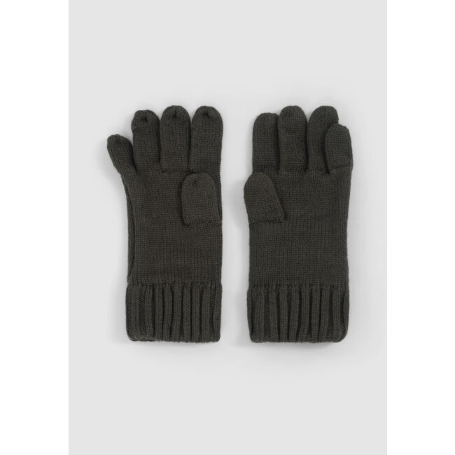 IKKS Boy's khaki recycled knit gloves