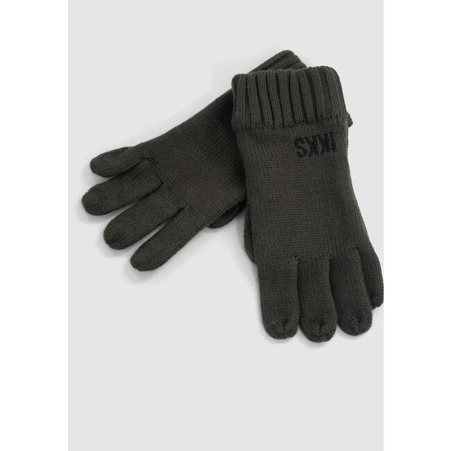 IKKS Boy's khaki recycled knit gloves