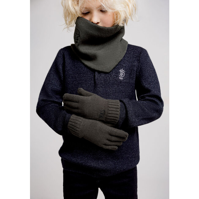 IKKS Boy's khaki recycled knit gloves