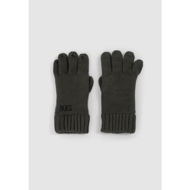 IKKS Boy's khaki recycled knit gloves