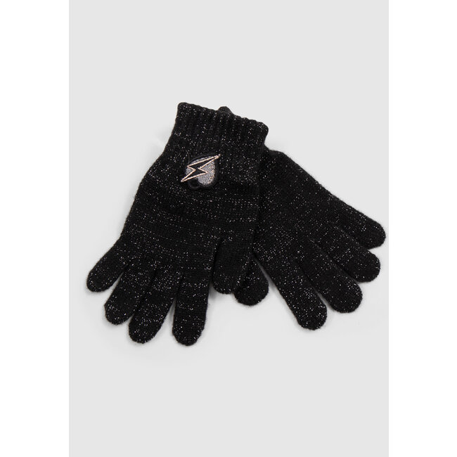 IKKS Girl's black glitter knit gloves