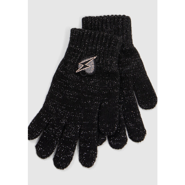 IKKS Girl's black glitter knit gloves
