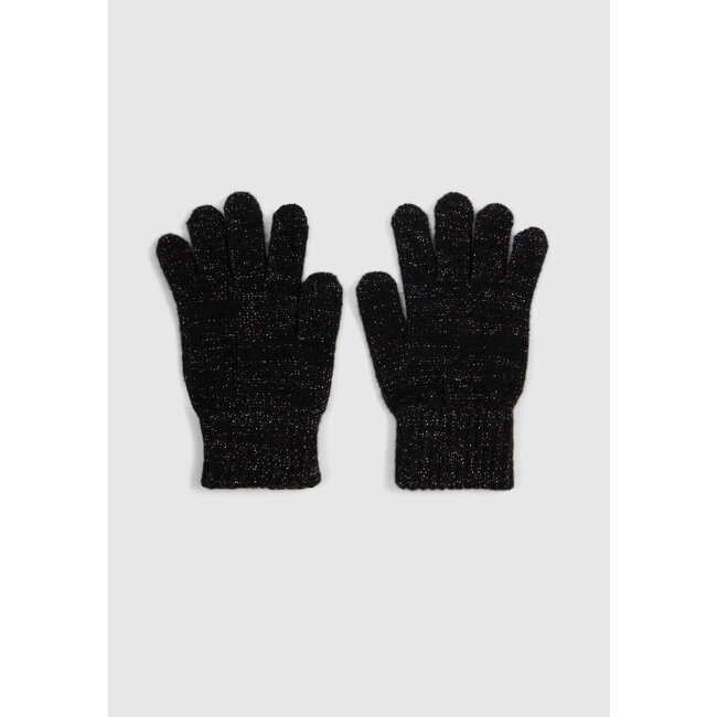 IKKS Girl's black glitter knit gloves