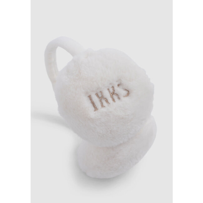 IKKS Girl's ecru ear muffs with gold embroidery