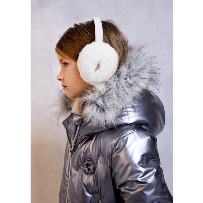 IKKS Girl's ecru ear muffs with gold embroidery