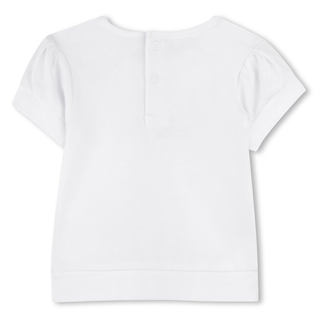 KARL LAGERFELD GIRLS WHITE PALE PINK T-SHIRT+SHORTS 2PC SET