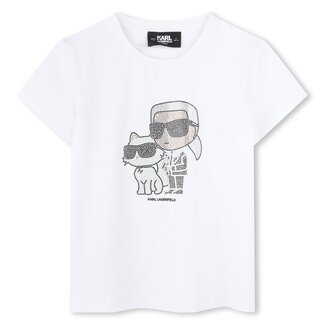 KARL LAGERFELD GIRLS WHITE GRAPHIC SHORT SLEEVES T-SHIRT