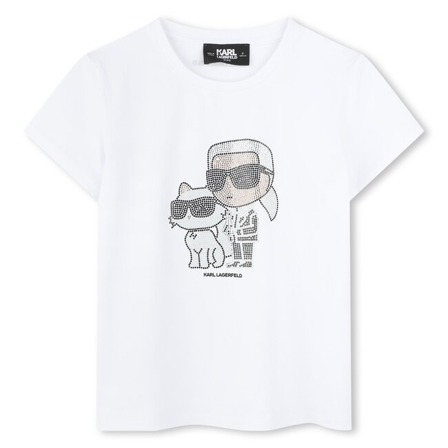 KARL LAGERFELD GIRLS WHITE GRAPHIC SHORT SLEEVES T-SHIRT