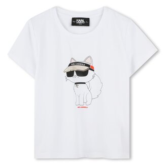 KARL LAGERFELD GIRLS WHITE GRAPHIC SHORT SLEEVES TEE-SHIRT