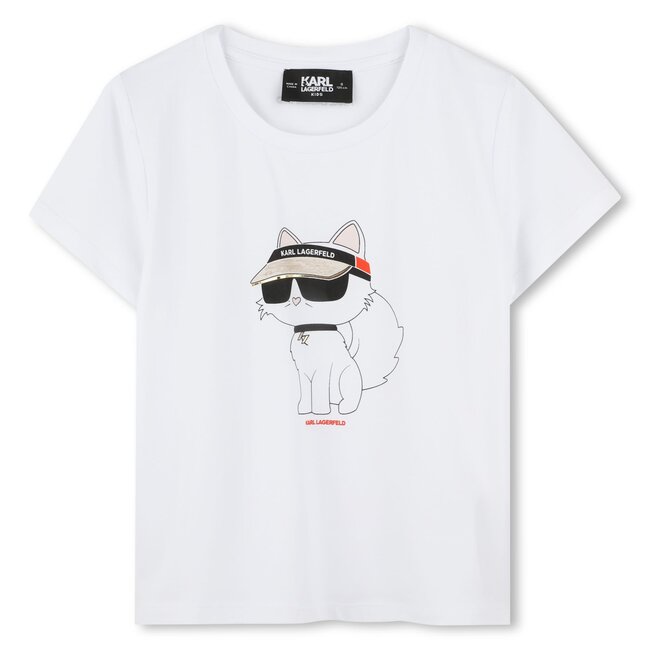 KARL LAGERFELD GIRLS WHITE GRAPHIC SHORT SLEEVES TEE-SHIRT