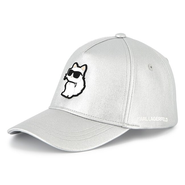 KARL LAGERFELD GIRLS LIGHT GREY SILVER BASEBALL HAT