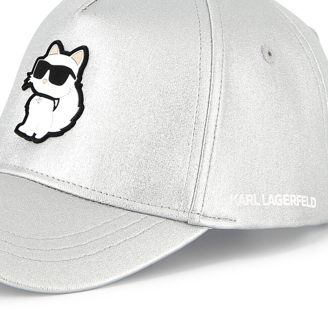 KARL LAGERFELD GIRLS LIGHT GREY SILVER BASEBALL HAT