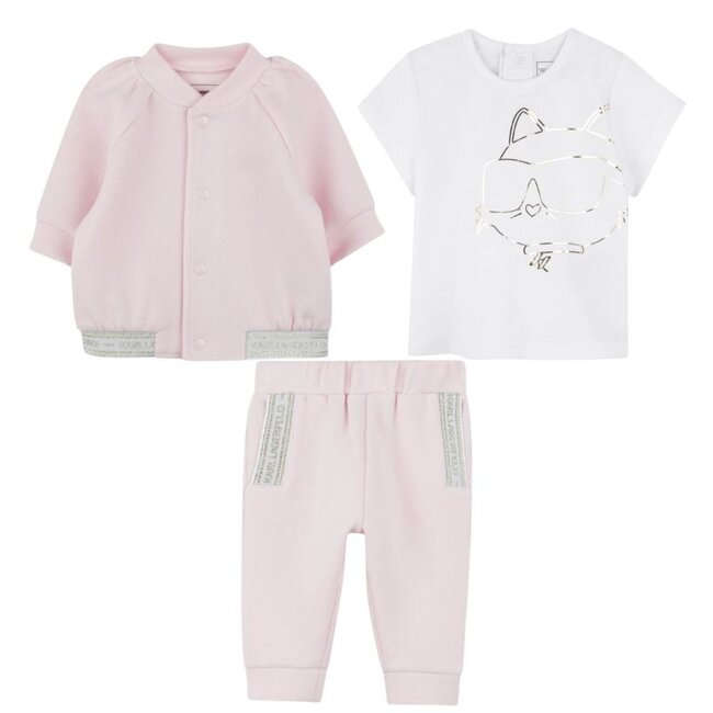 KARL LAGERFELD GIRLS PINK 3PC TRACK SUIT