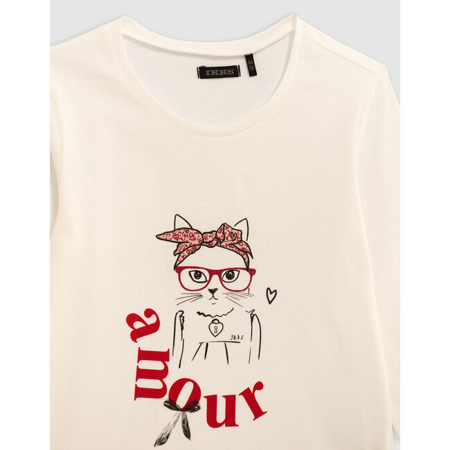 IKKS Girl's visual t-shirt with scarf and glasses