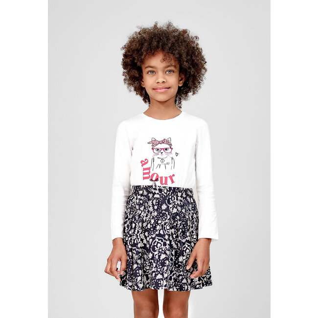 IKKS Girl's visual t-shirt with scarf and glasses